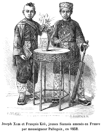 Jeunes Siamois amenés en France en 1852 par Mgr Pallegoix