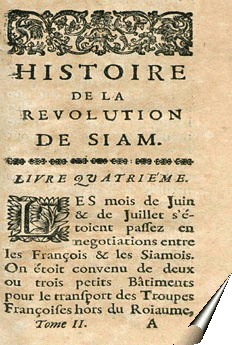 Page de l'Histoire de la révolution du royaume de Siam