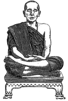 Talapoin en méditation. Illustration extraite de « Description du royaume Thaï ou Siam » de Mgr Pallegoix